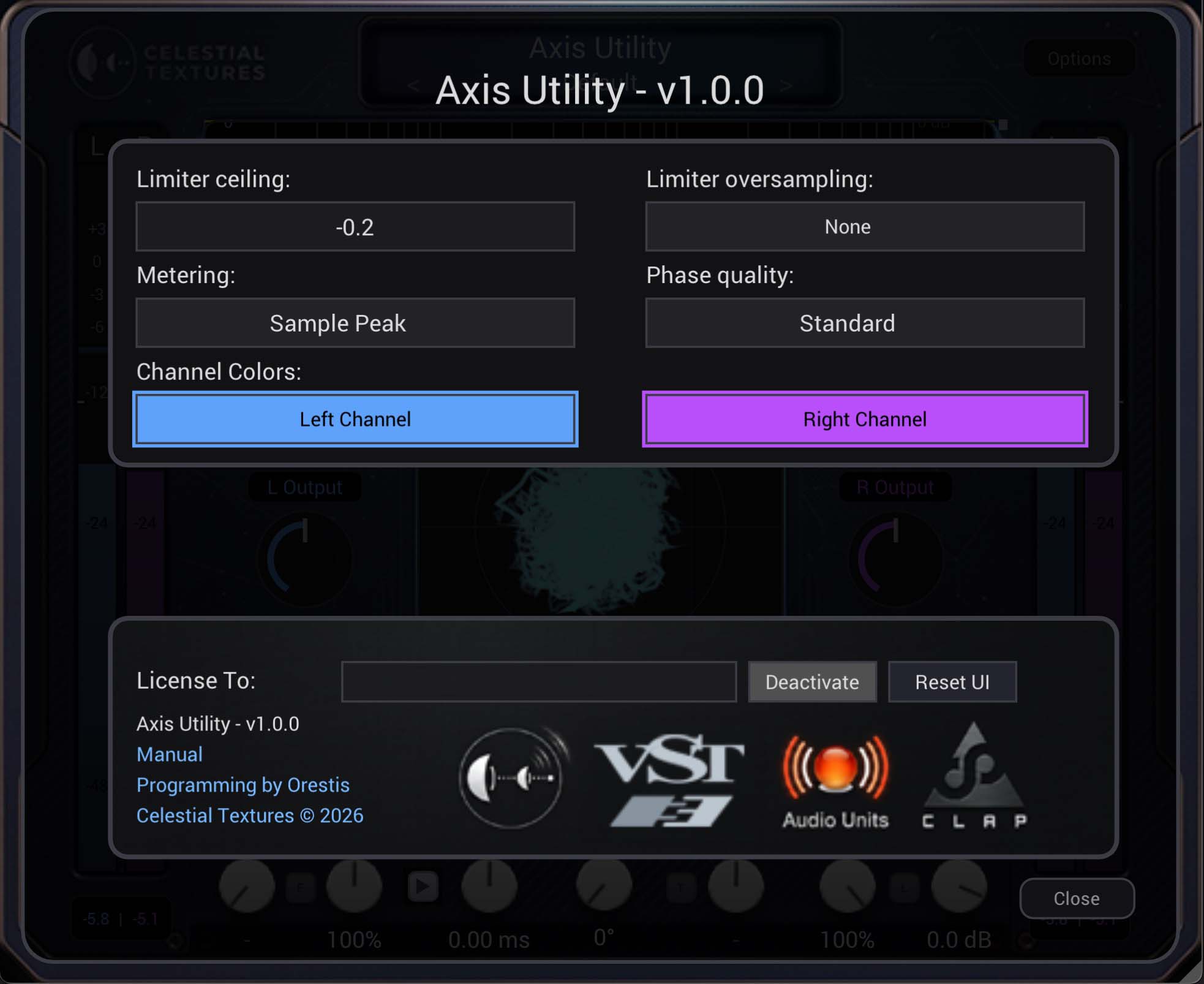 Options panel