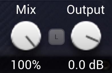 Mix at 100%, Output at 0 dB, Limiter switch