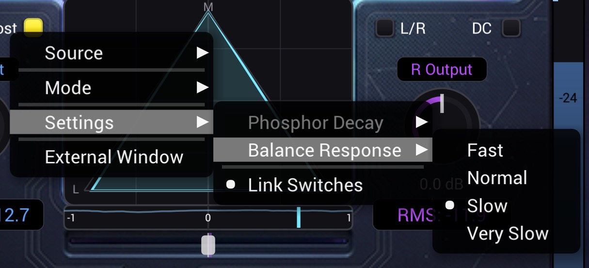 Goniometer right-click context menu