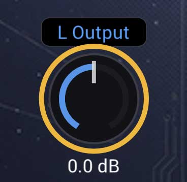 L Output knob with MIDI Learn armed highlight