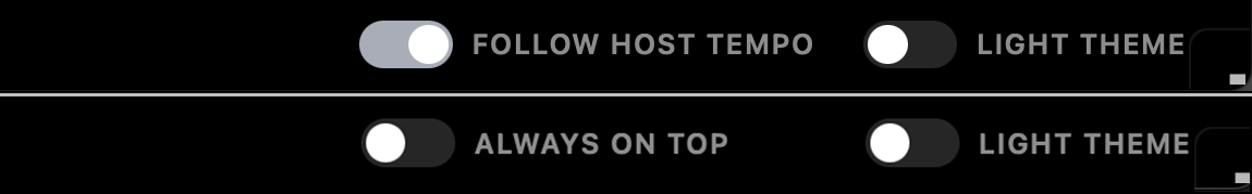 Footer settings: follow host tempo, theme, always on top