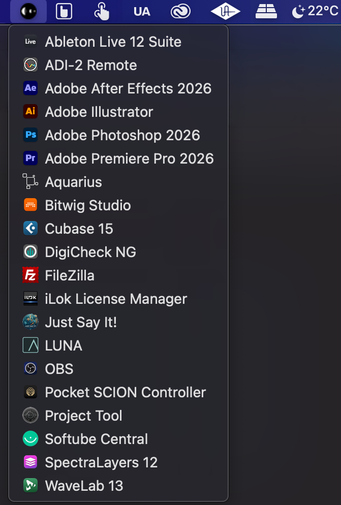 macOS left-click app menu
