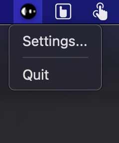 macOS right-click menu with Settings and Quit