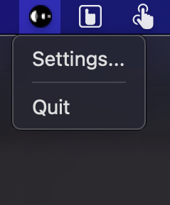 macOS right-click menu with Settings and Quit