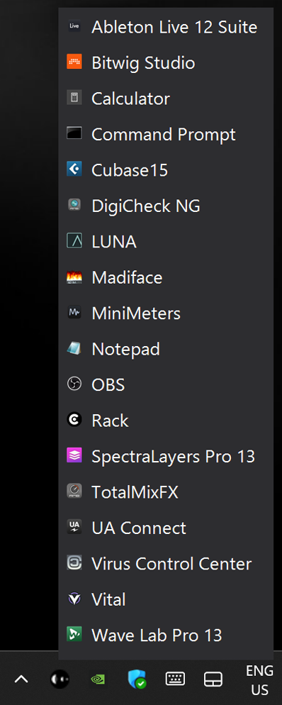 Windows left-click app menu