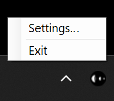 Windows right-click menu with Settings and Exit